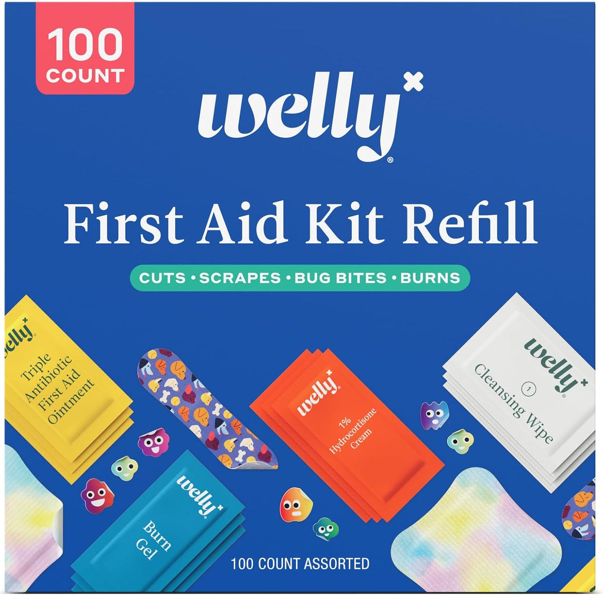Welly Comprehensive First Aid Kit - FSA Eligible - Adhesive Bandages, Tape and Non-Stick Pads, Butterfly Strips, Cleansing Wipes, Ointments, Gauze, and More - 240 Pieces