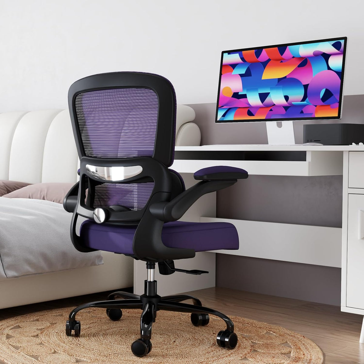 TRALT Office Chair - Ergonomic Desk Chair with Adjustable Lumbar Support, Mesh Computer Chair, Executive Chairs for Home Office Comfortable Lumbar Support (Black)