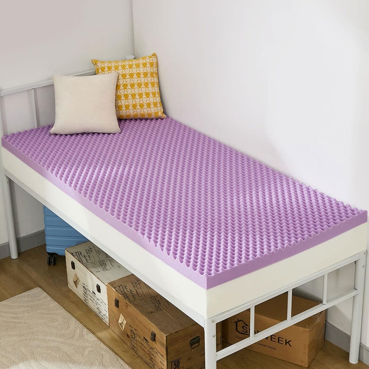 SINWEEK 2 Inch Egg Crate Memory Foam Mattress Topper Twin Size, Soft Mattress Pad for Back Pain Relief, Bed Topper, CertiPUR-US Certified
