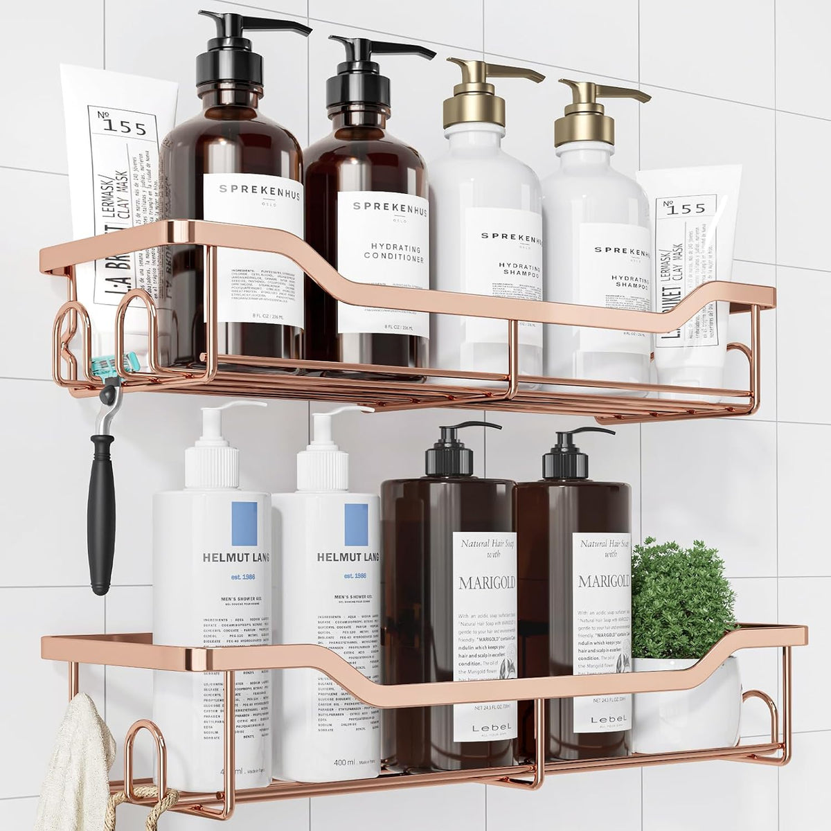 Kitsure Shower Caddy, Adhesive Shower Organizer, Large, Black