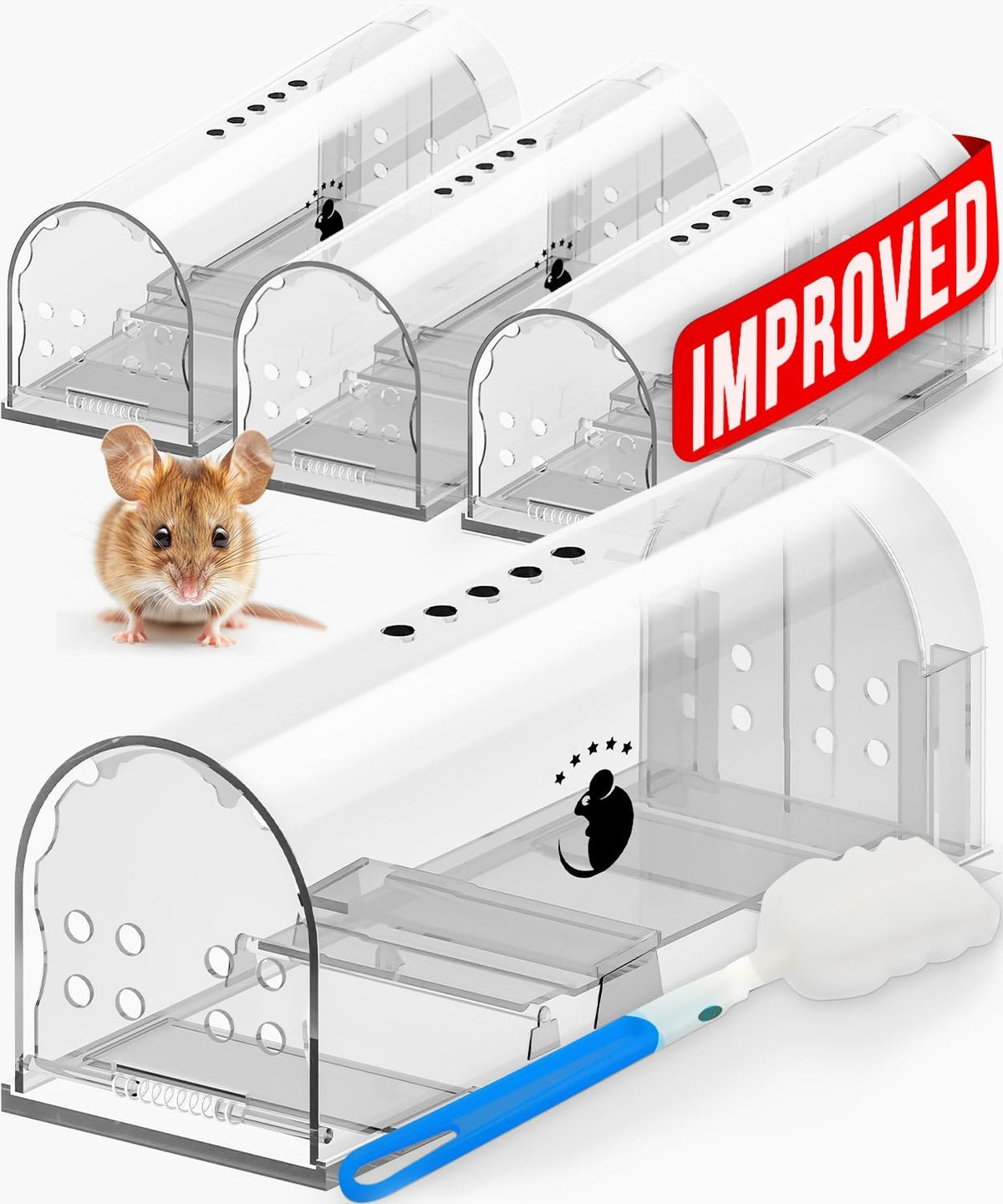 Motel Mouse Humane No Kill Mouse Traps Live Catch & Release - 4 Pack