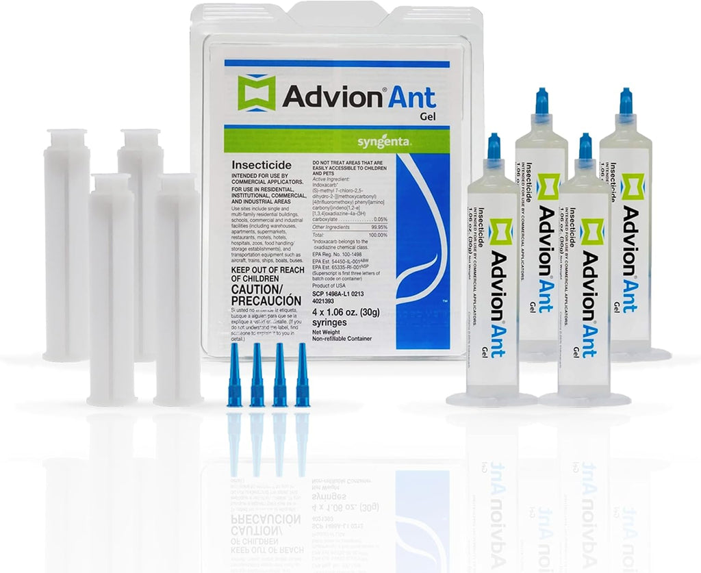 Advion Ant Gel Bait, 4 Tubes x 30-Grams, 4 Plungers and 4 Tips, Effective Bait, Formulated with 0.05% Indoxacarb, Indoor and Outdoor Use, Killer Gel for Control of Most Major Ant Species