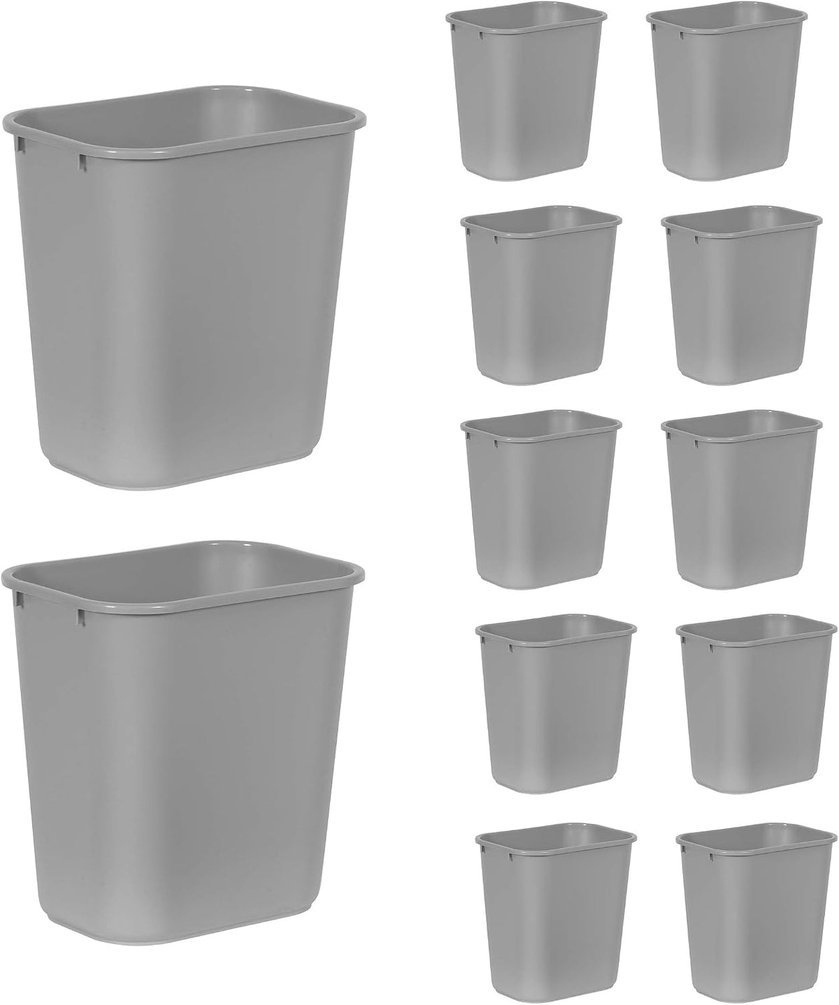 Rubbermaid Commercial Products Deskside Wastebasket/Trash Can, 10.25-Gallon/41-Quart, Gray, Plastic, Garbage Can for Home/Office, Fits Under Desk/Sink/Cabinet