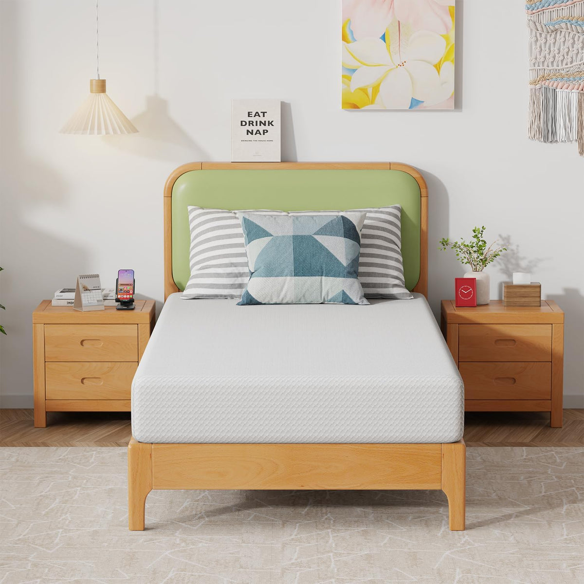 FDW | 8 Inch Twin Mattress | Medium Firm | Gel Memory Foam | White