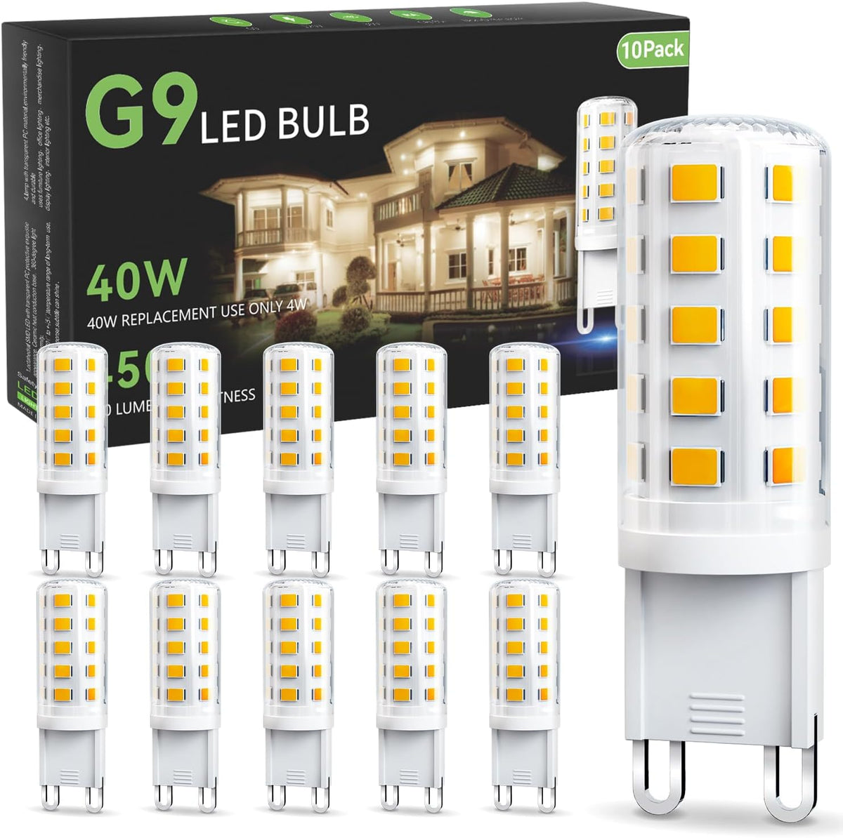 TJOY G9 LED Bulb 4W, 3000K Warm Soft White 6 Pack, 40 Watt Eq, G9 Base,120V