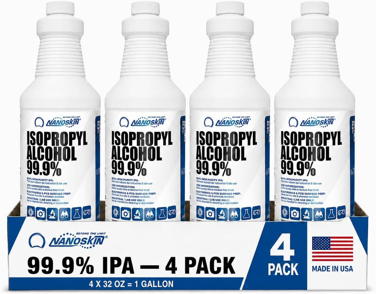 Nanoskin 99.9% Isopropyl Alcohol (IPA) – High-Purity Technical Grade Alcohol for Industrial & Laboratory Use, Fast Evaporating, Low-Residue Formula – 13.5 fl oz (400 mL), Single Pack
