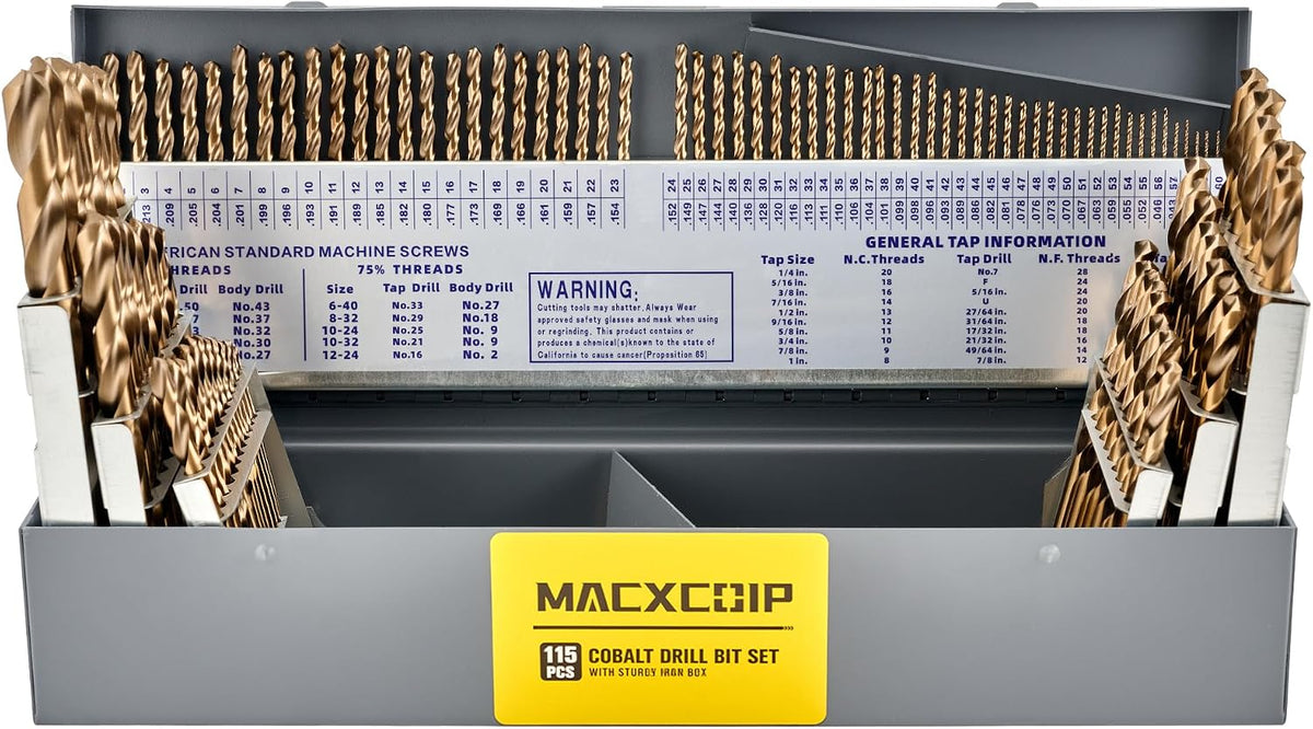 13Pcs(1/16"-1/4") Cobalt Drill Bit Set M35 HSS Jobber Length