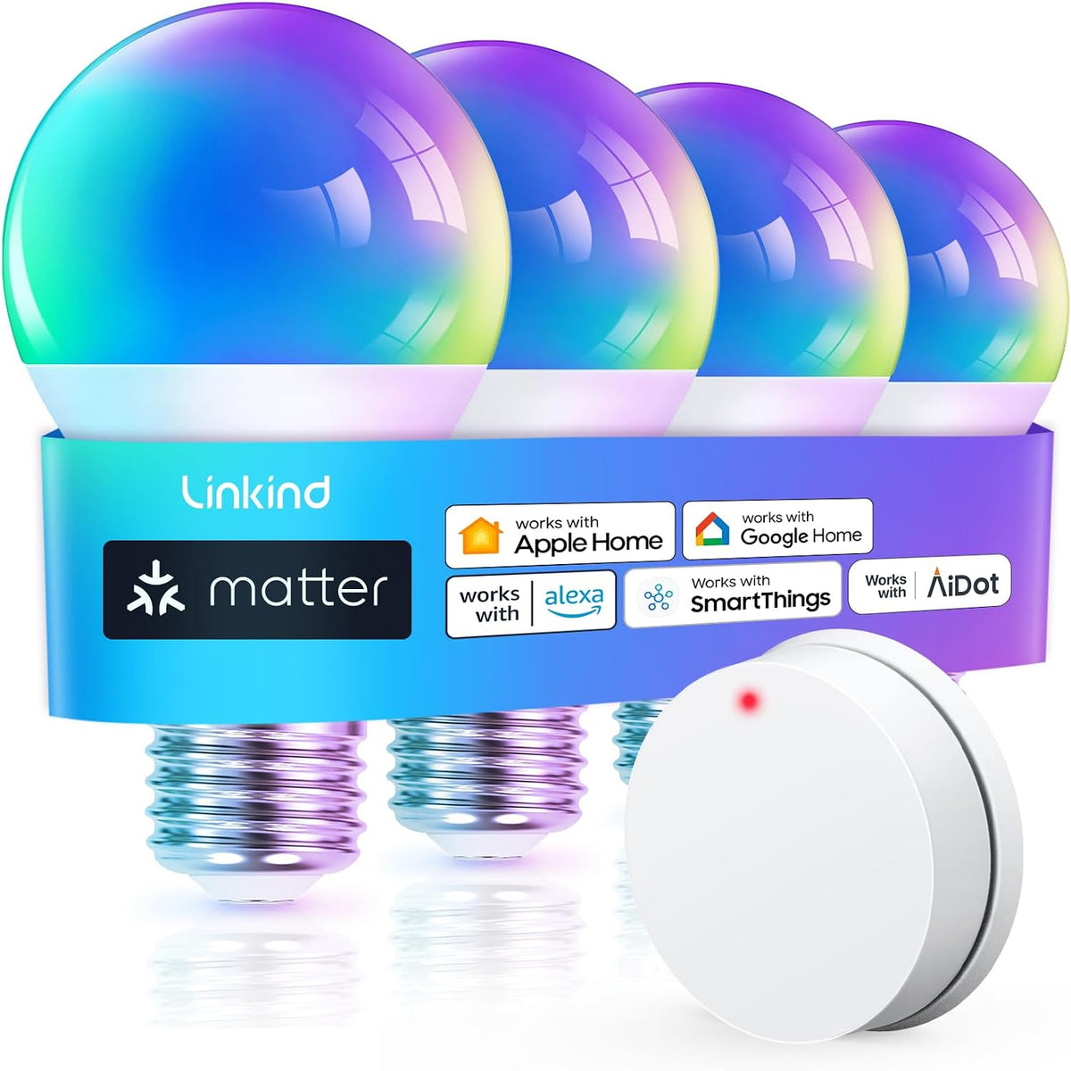 Linkind Matter Smart Light Bulbs, Work with Apple Home, Alexa, Siri, Google
