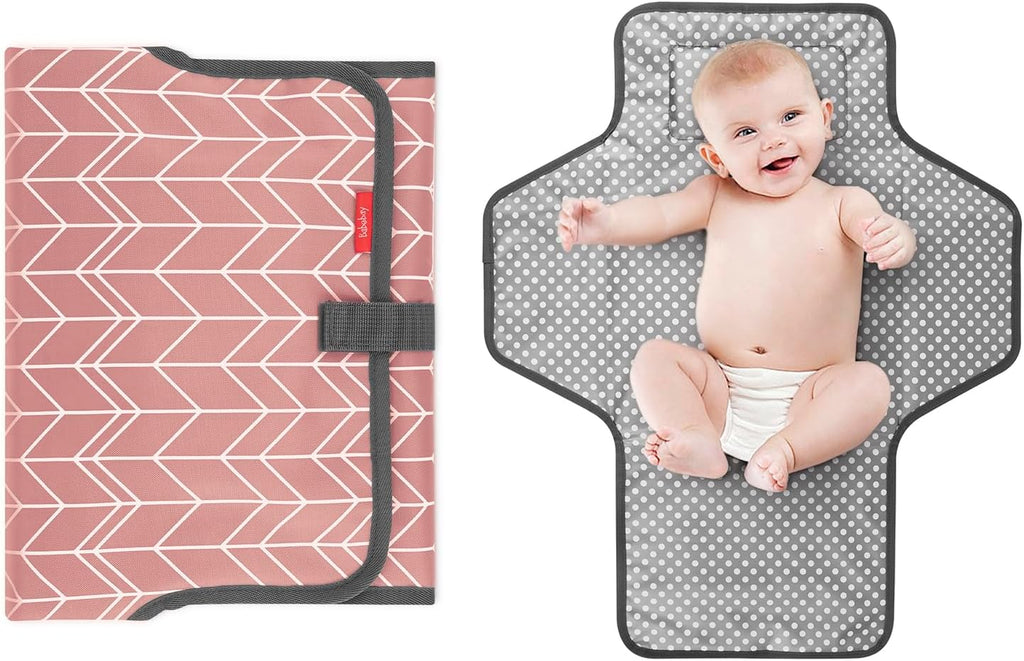 Portable Changing Pad for Baby, Waterproof Travel Changing Pads for Moms, Dads, with Built-in Pillow, Excellent Baby Shower, Registry Gifts
