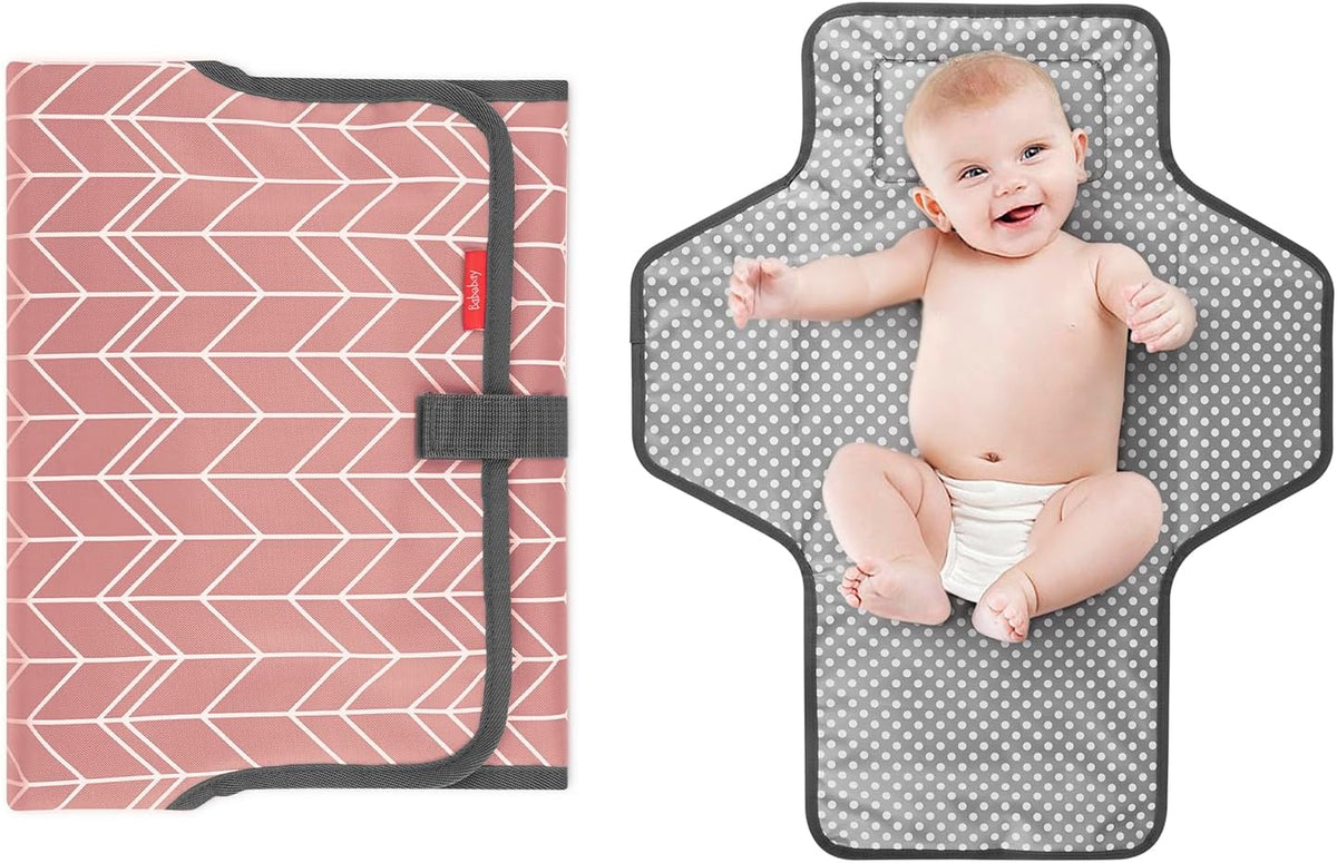 Portable Changing Pad for Baby, Waterproof Travel Changing Pads for Moms, Dads, with Built-in Pillow, Excellent Baby Shower, Registry Gifts