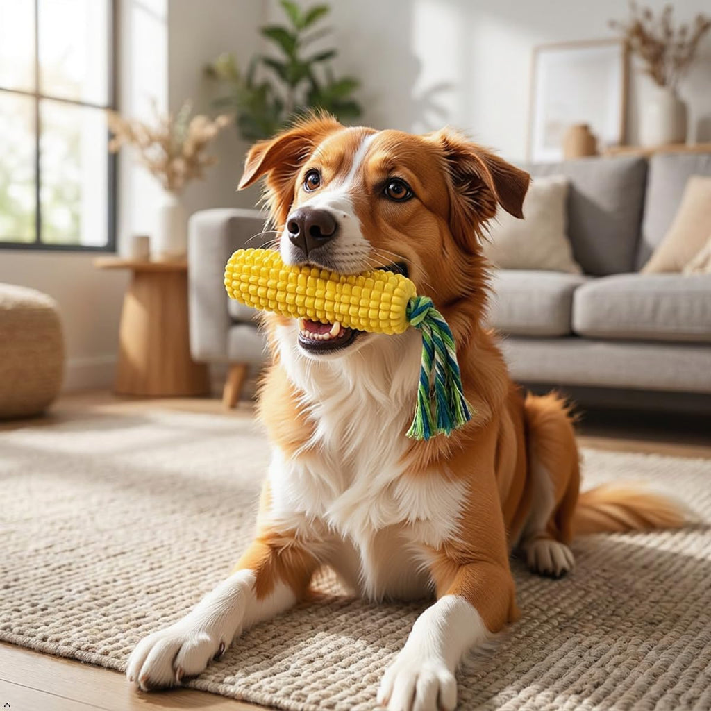 Carllg Dog Chew Toys for Aggressive Chewers, Indestructible Tough Dog Toys | Durable Squeaky Interactive Puppy Teeth Chew Corn Stick Toy for Small Medium Large Breed