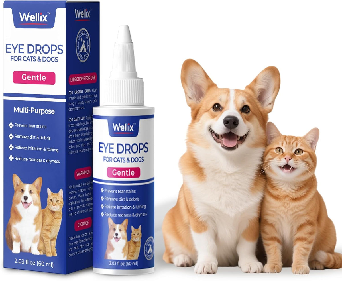 Wellix Pet Eye Drops for Dog & Cat, Non-Irritating Taurine Dog Eye Drop
