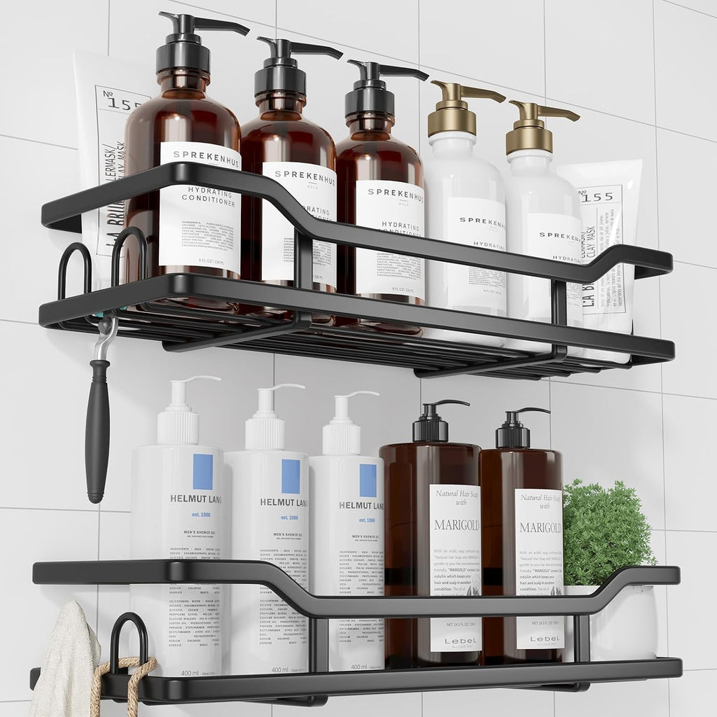 Kitsure Shower Caddy, Adhesive Shower Organizer, Large, Black