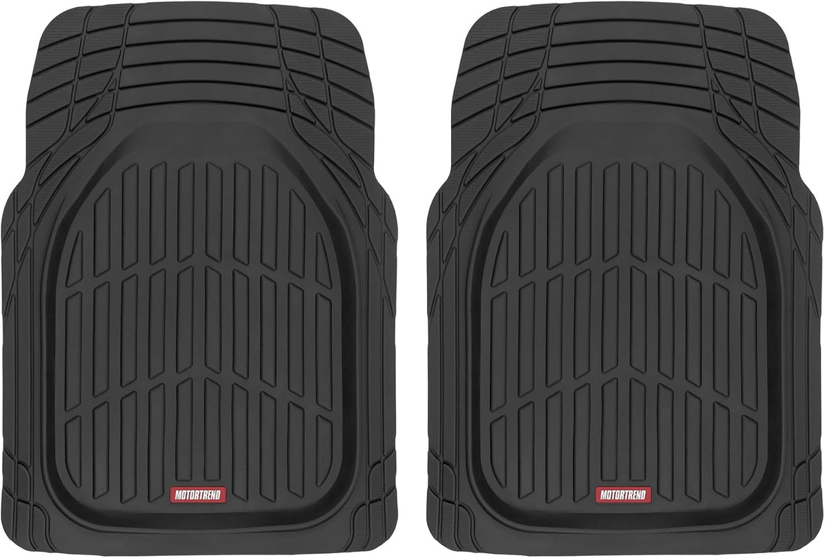 Motor Trend FlexTough Floor Mats for Cars, Black Deep Dish All-Weather Car Mats, Waterproof Trim-to Fit Automotive Floor Mats for Cars Trucks SUV, Universal Floor Liner Car Accessories