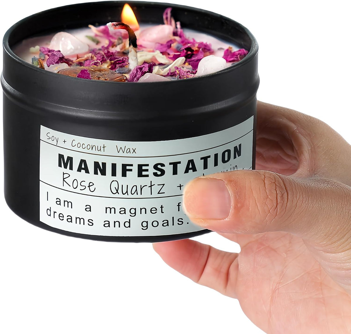 Obsidian Crystal Energy Candle, Good Aura Health Protection, Baltic Amber Chakra Magic Self-Care, Emotional Support, Encouragement and Affirmation Gift.(HEAL)