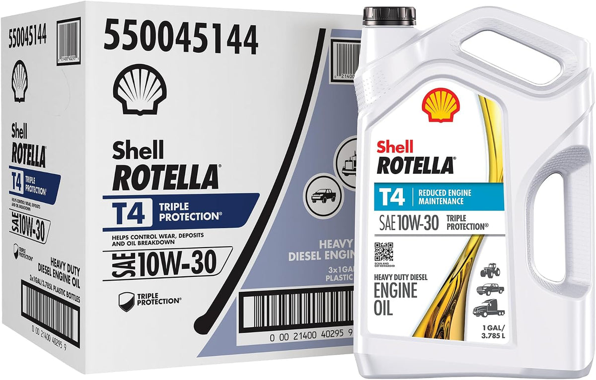 Shell Rotella T4 Triple Protection 15W-40 Diesel Engine Oil, 1 Gallon (3 Pack)