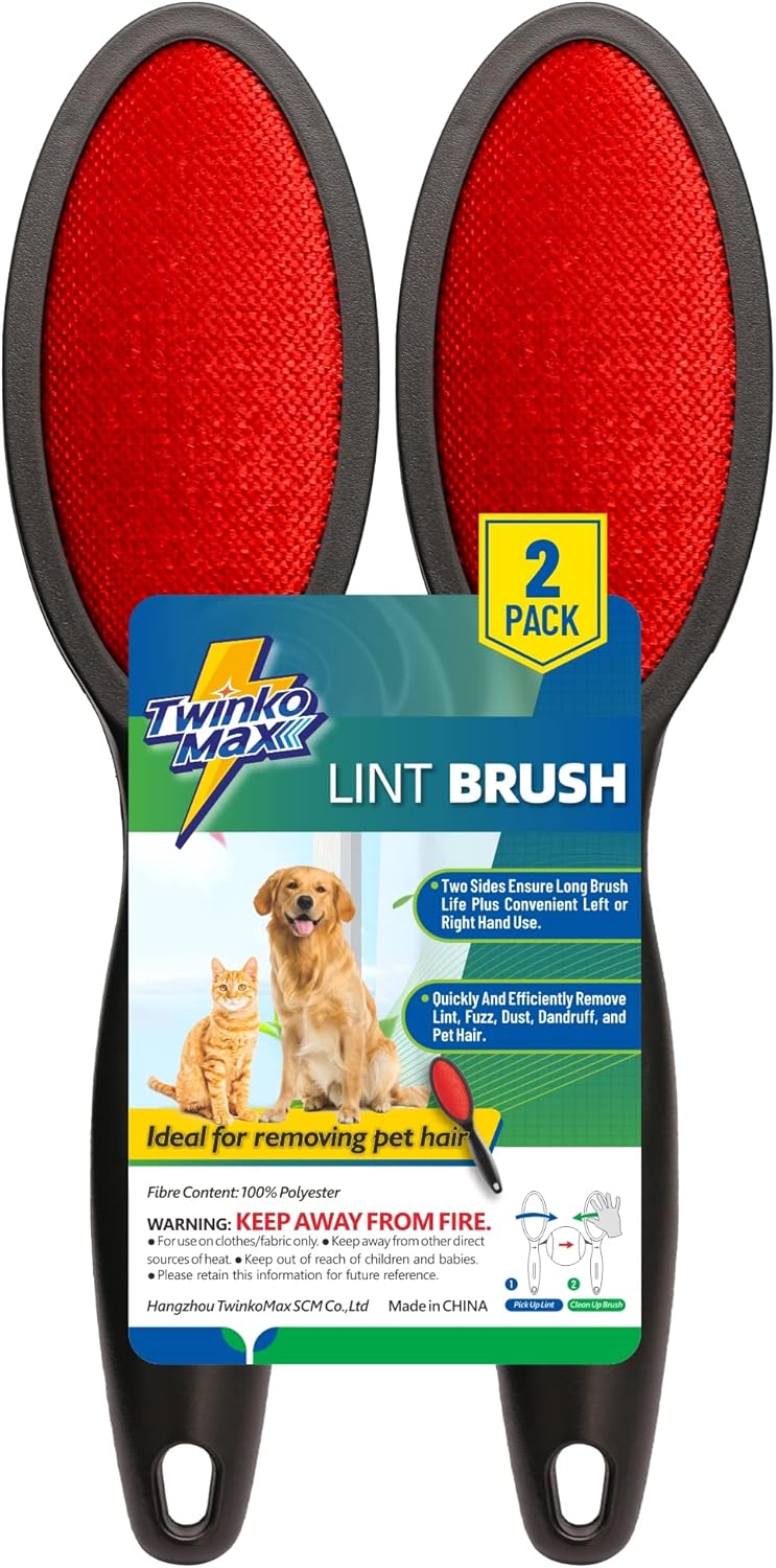 Twinko Max Lint Brush for Pet Hair, Reusable Lint Remover for Clothes