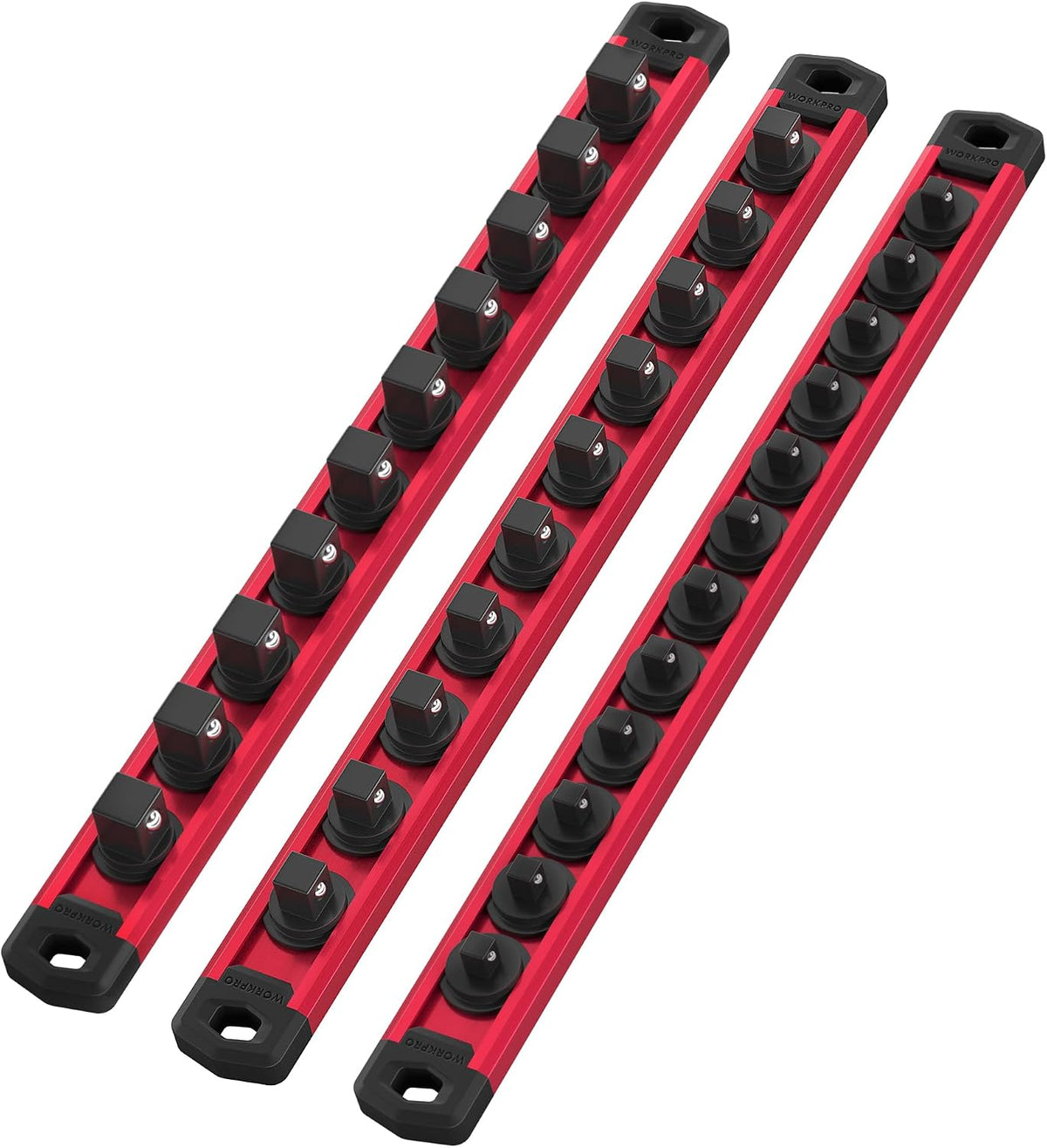 WORKPRO Magnetic Socket Organizer, Heavy-Duty 3/8-Inch Drive Socket Rail