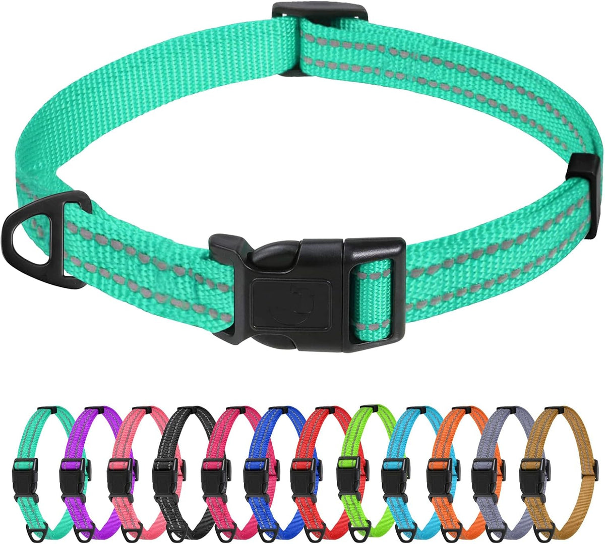 TagME Small Dog Collar, Reflective Puppy Collar, Sky Blue, 3/8" Width