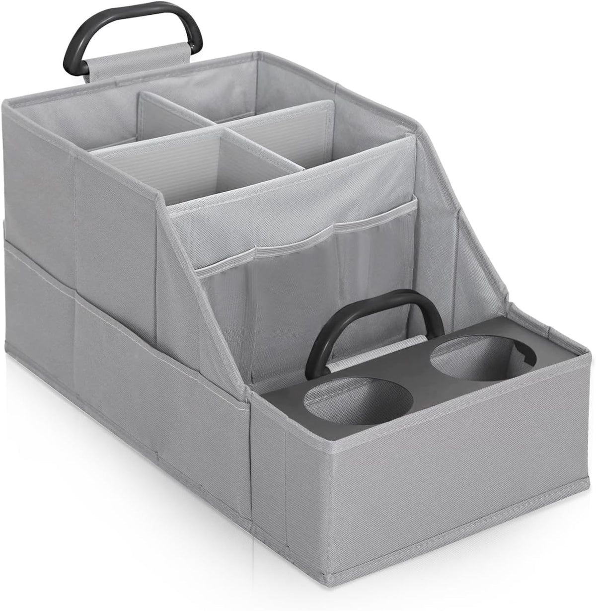 MULISOFT Car Backseat Organizer with 11 Compartments & 2 Cup Holders, Black