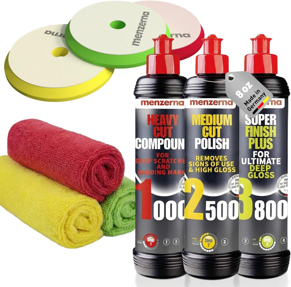menzerna Polishing Set 8 oz I HCC1000, MCC2500 I 3800 I 3-Step System