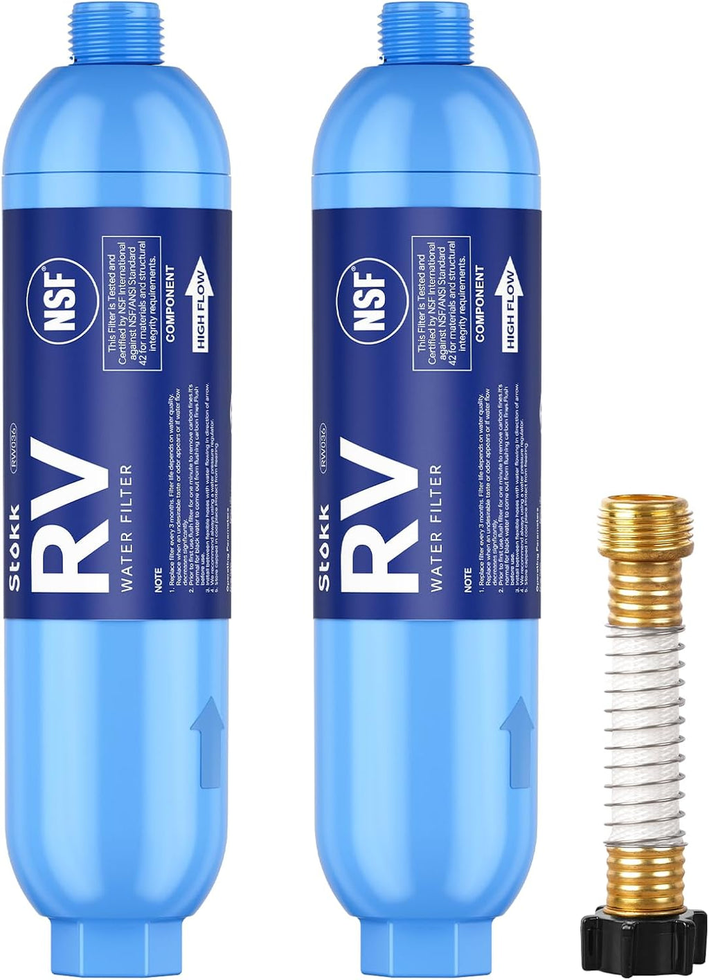 Stokk RV Water Filter with Flexible Hose Protector 2 Pack, NSF Certified
