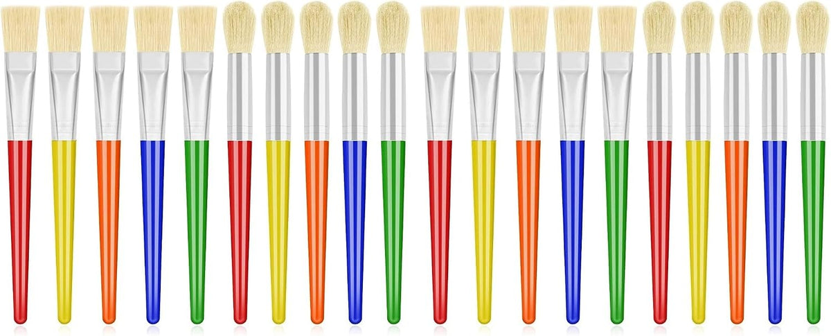 10Pcs Paint Brushes for Kids, Anezus Kids Paint Brushes Toddler Large Chubby Brushes Round and Flat Preschool Painting Brushes for Washable Paint Acrylic Paint