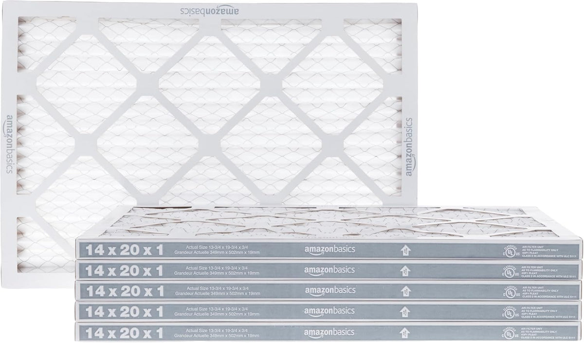 Amazon Basics MERV 5 AC Furnace Air Filter, 20x20x1 inches, 6-Pack (Actual size: 19.75" x 19.75" x 0.75")