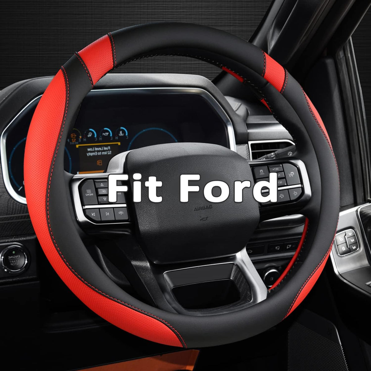 West Llama Customized Auto Car Steering Wheel Cover for Ford F-150, F-250, F-350, Expedition (Black)