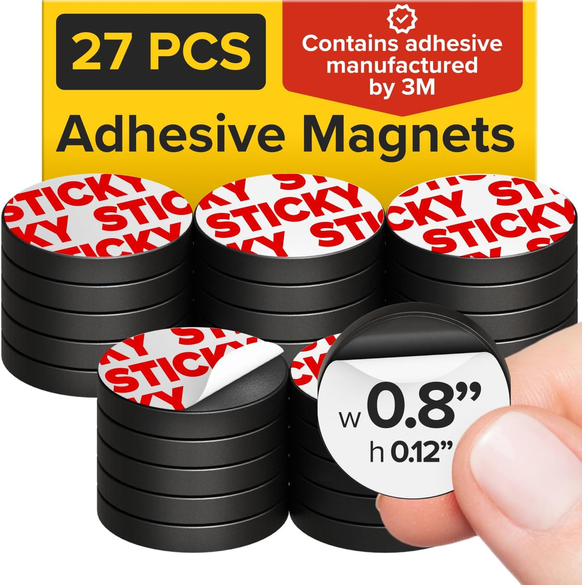 Sticky Flexible Adhesive Magnets for Crafts, 0.8"x0.08" (20x2mm), 120 pcs