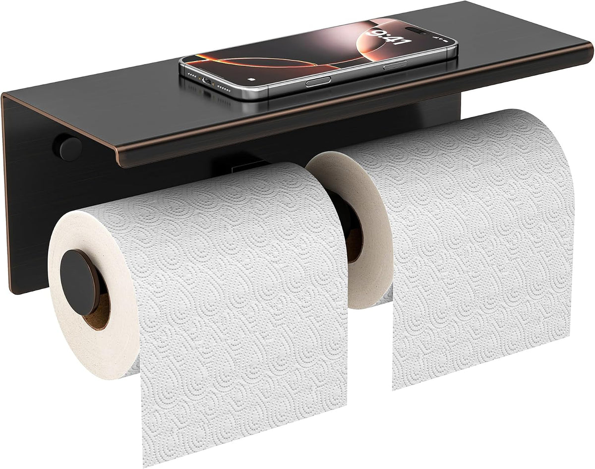 FORIOUS Toilet Paper Holder with Shelf, Commercial Toilet Paper Dispensers