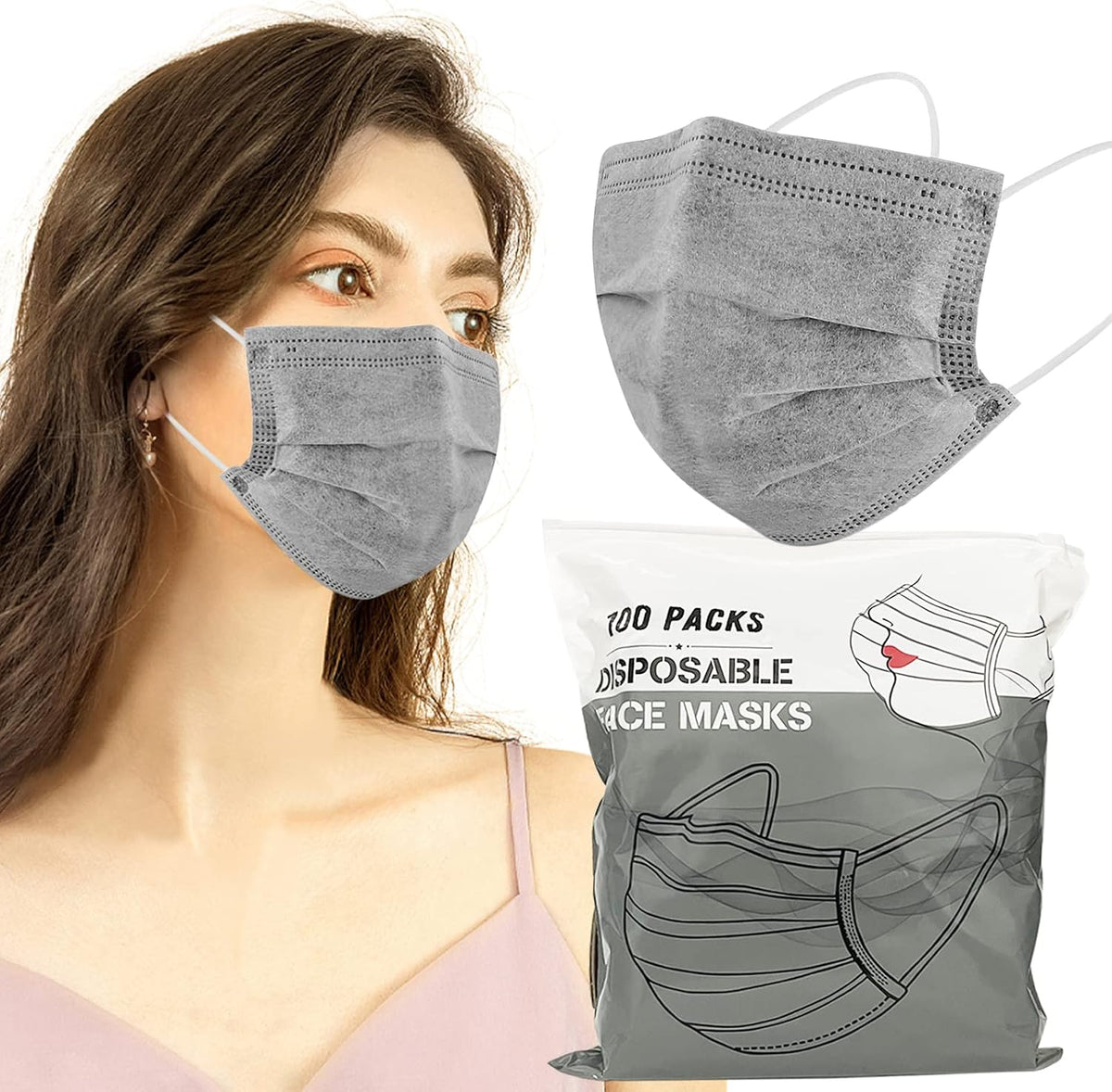 Wecolor 100 Pcs Pink Masks, Disposable Face Mask, 3 Ply Protection Masks
