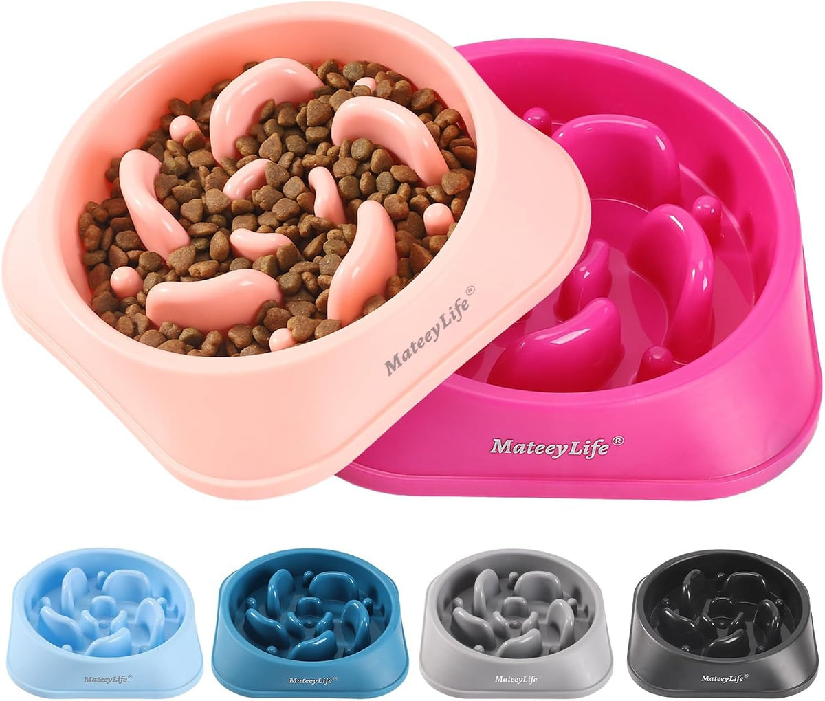 MateeyLife 2-Pack Slow Feeder Dog Bowls, 2 Cups, Dog Puzzle Feeder Bowl | Food-contact safe, dishwasher safe, non-slip base, maze design, for fast eaters, for dogs and cats, daily mealtimes