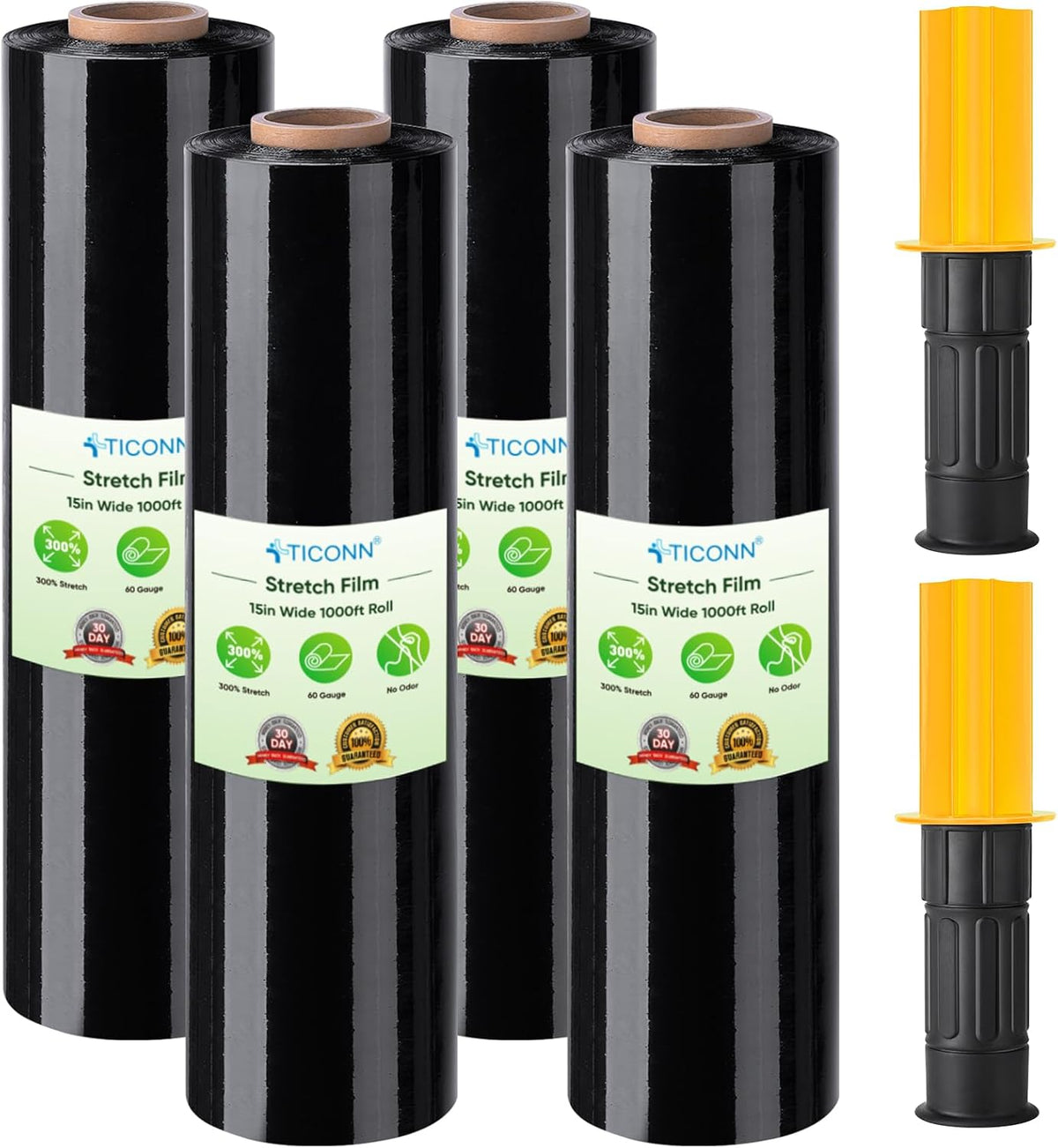 TICONN Stretch Wrap Roll, 15 in x 1000 ft Plastic Wrap for Moving Furniture