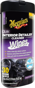 Meguiar's Quik Interior Detailer Wipes - This Non-Greasy Formula Cleans and Protects All Interior Surfaces - All Surface Car Wipes with UV Protection,Car Interior Cleaning, 30 Count