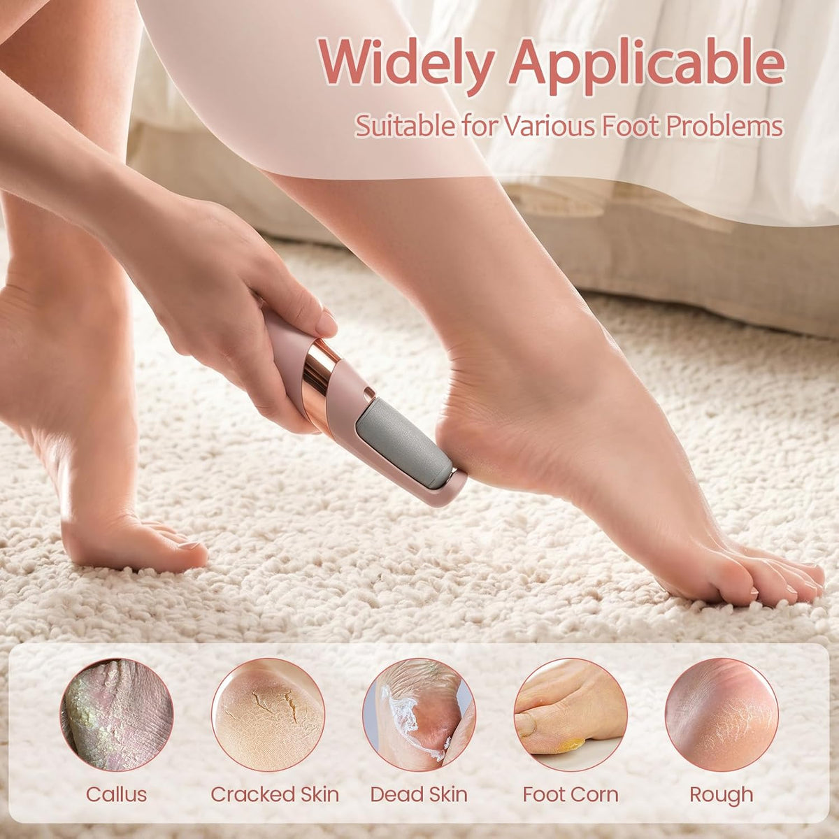 ZABOUL Callus Removers for Feet, Electric Foot Callus Remover Rechargeable with 2 Roller Heads Electronic Foot File Removes Hard Skin for Soft Beautiful Feet, Feet Care Pedicure Tools