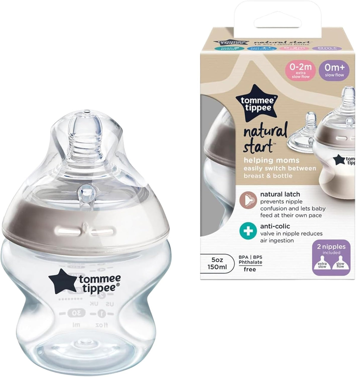 Tommee Tippee Natural Start Baby Bottles, Anti-Colic, 0m+, 5oz