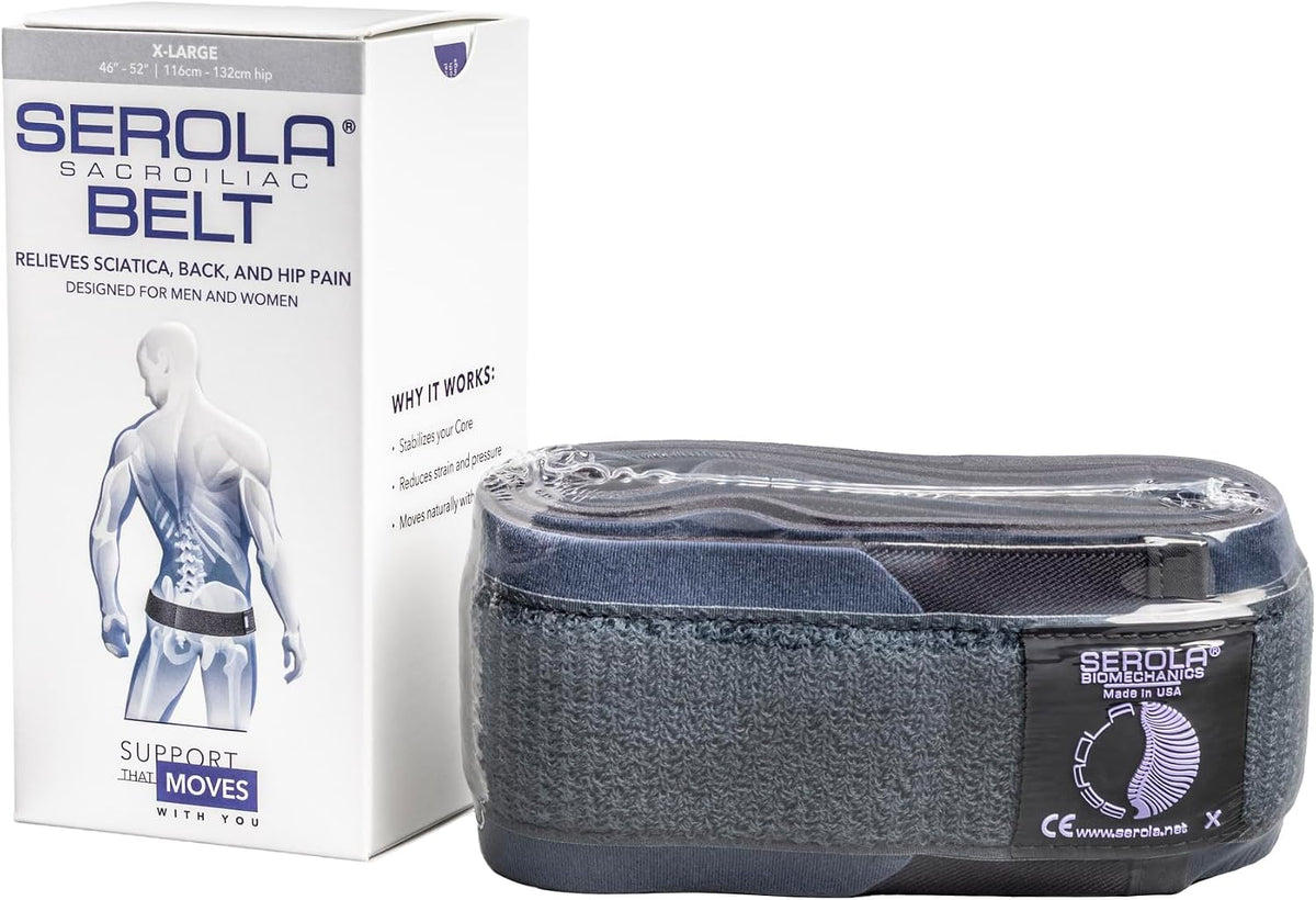 Serola Sacroiliac Belt for SI Joint Dysfunction – (Medium fits 34” to 40”) Lower Back, Pelvic & Hip brace for Women & Men | Non-Slip, Adjustable & Breathable Brace