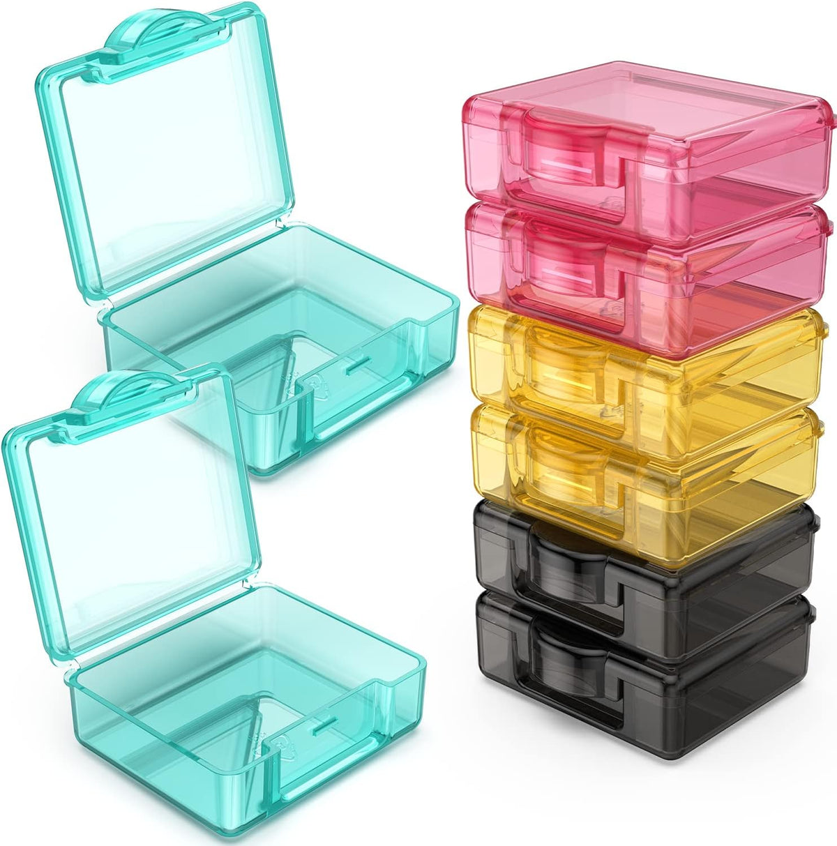 TecQach Small Pill Box 4 pcs,Cute Travel Pill Organizer Case Mini Tiny Clear Plastic Storage Containers Portable for Pocket Purse