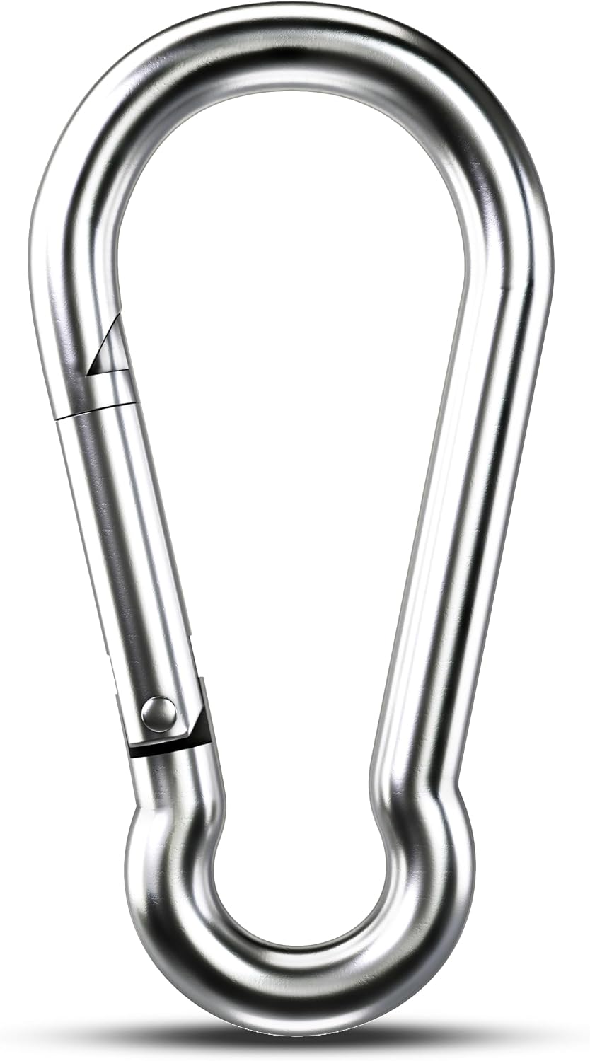 Small Carabiner Clip Hooks, 10pcs 1.57 inch Carabiners Heavy Duty, 304 Stainless Steel Spring Snap Hook Fits Camping Hiking, Metal Clips for Rope Chain Keychain Keys Rings