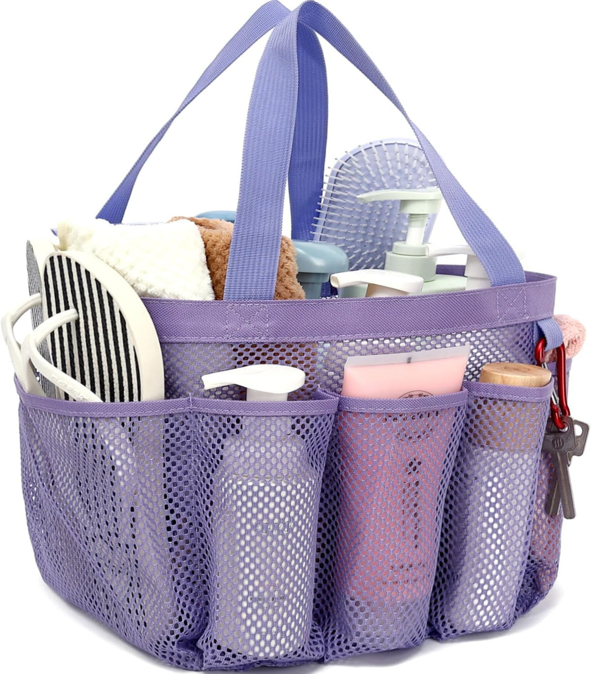 GYEUKHAM Mesh Shower Bag with 2 Zipper Pockets & Dual Handles, Quick-Drying Hanging Shower Caddy for College Essentials,Sunscreen,Dorm, Gym, Travel & Camping, Black