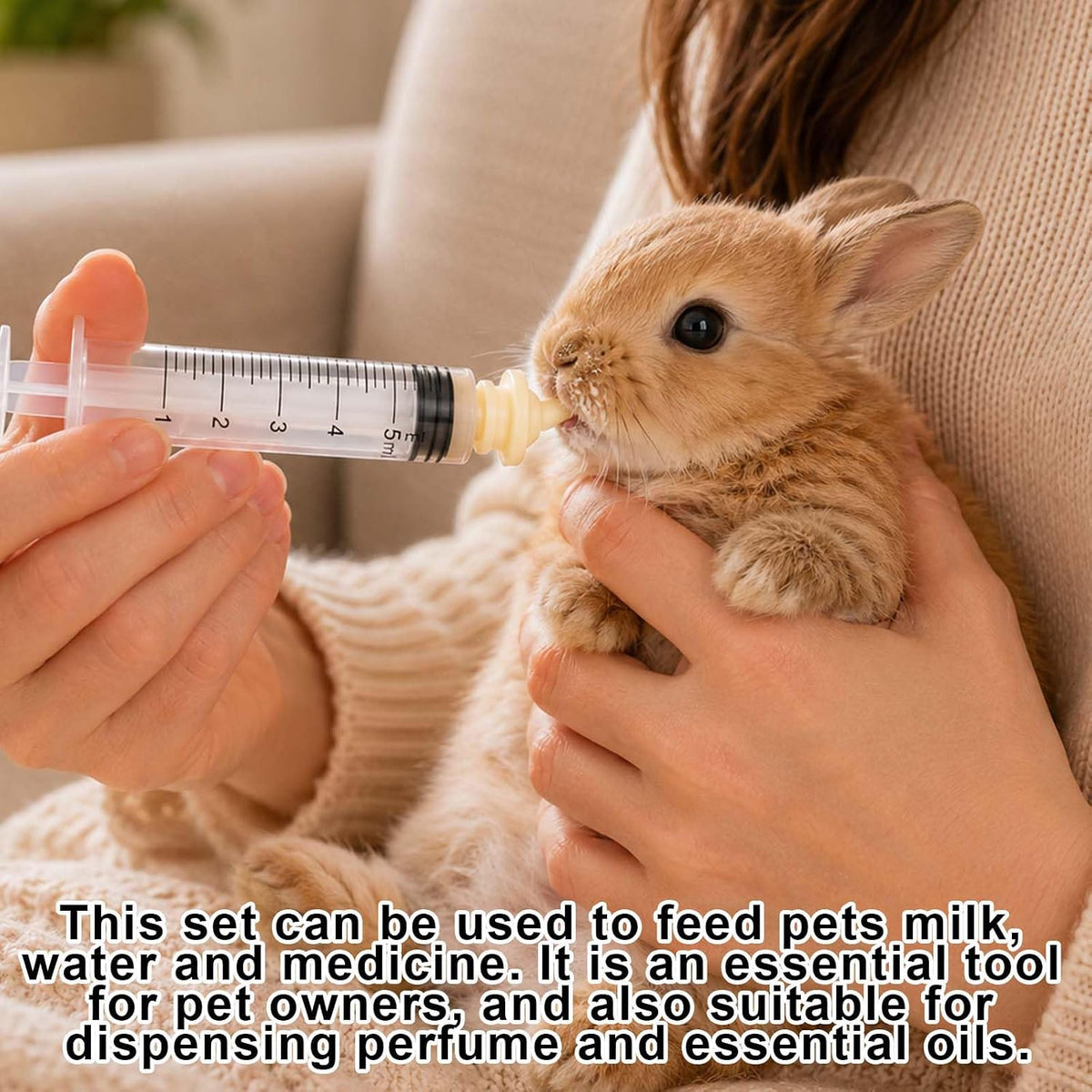 Pet Feeding Nipple and Syringes, Silicone Feeding Tools for Newborn Kittens, Puppies, Rabbits, Small Animals