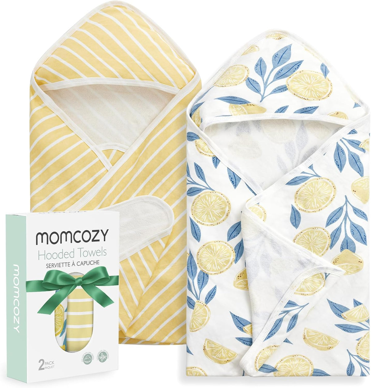 Momcozy Baby Towels, Soft Absorbent Bath Towel for Newborn&Toddler,Lemon