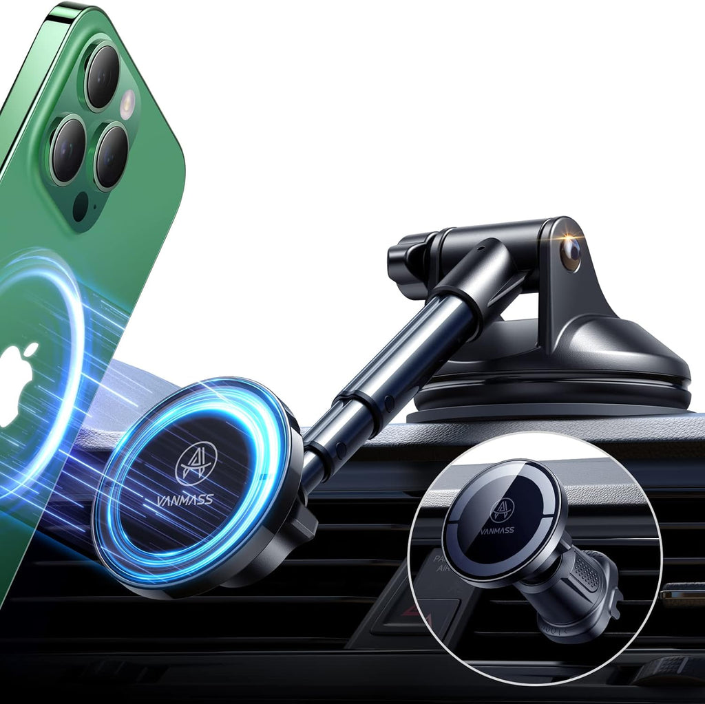 VANMASS for MagSafe Car Holder [Dash+Windshield+Vent] Magnetic Phone Mount