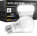 TJOY 6 Pack LED Light Bulbs 60 Watt Equivalent, Daylight White 5000K A19