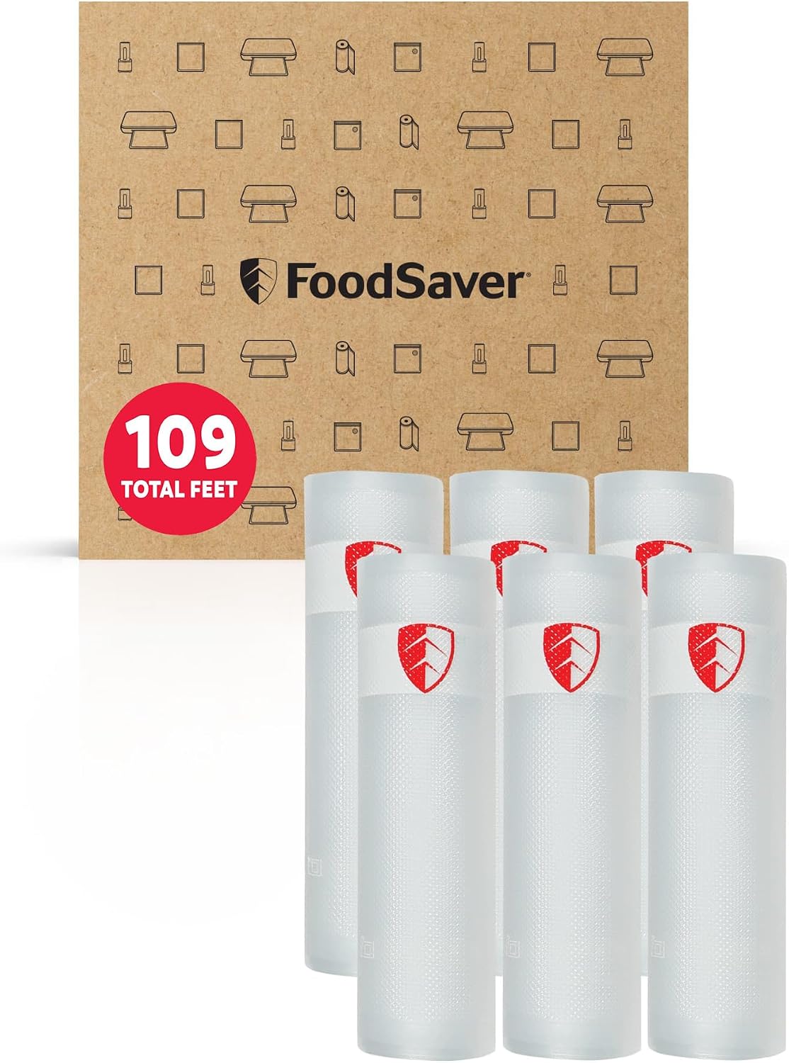 FoodSaver Custom Length Vacuum Sealer Bags Multipack, 5 Count Rolls for Airtight Food Storage and Sous Vide - Compatible with FoodSaver, 8 (2 Pack) and 11 (3 Pack)
