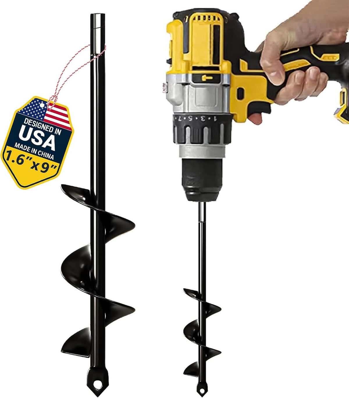 K-Brands Auger Drill Bit for Planting 2 Pack 1.6" x 16" & 3.5" x 16" Set