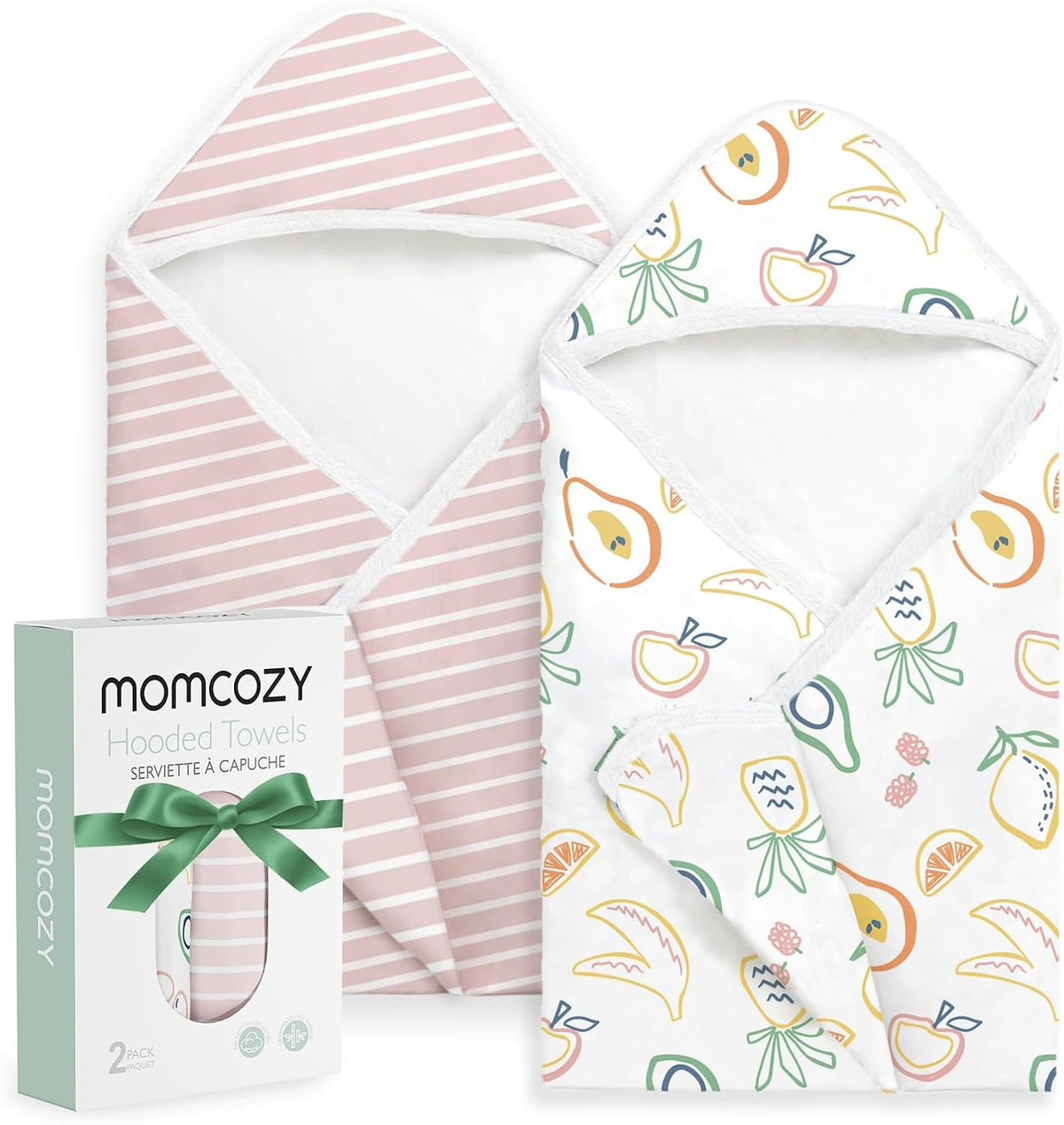 Momcozy Baby Towels, Soft Absorbent Bath Towel for Newborn&Toddler,Lemon