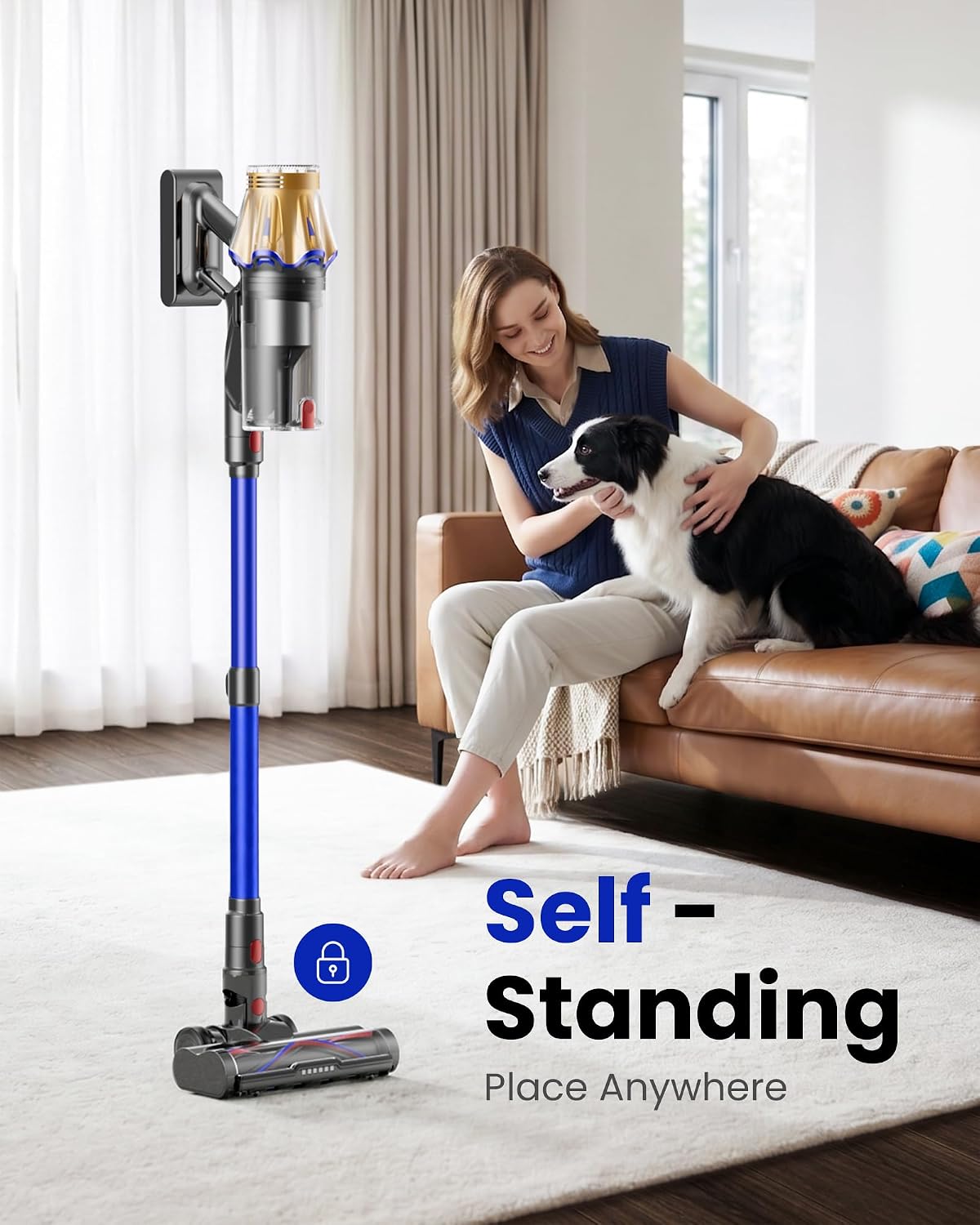 Cordless Vacuum Cleaner, Upgraded 650W 60KPA 70Mins Cordless Stick Vacuum Cleaner with Flexible Hose,Self-Standing,Touch Screen, Anti-tangle Wireless Vacumm Cleaners for Home/Pet Hair/Carpets/Floors