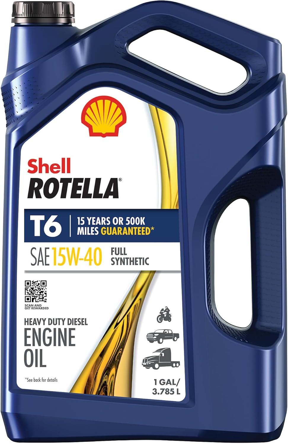 Shell Rotella T6 Full Synthetic 15W-40 Diesel Engine Oil, 1 Gallon (3 Pack)